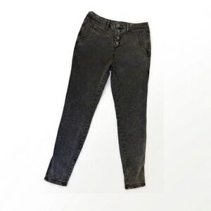 Wild Fable High Rise Exposed Button Fly Skinny Jeans Dark Washed Black Size 8